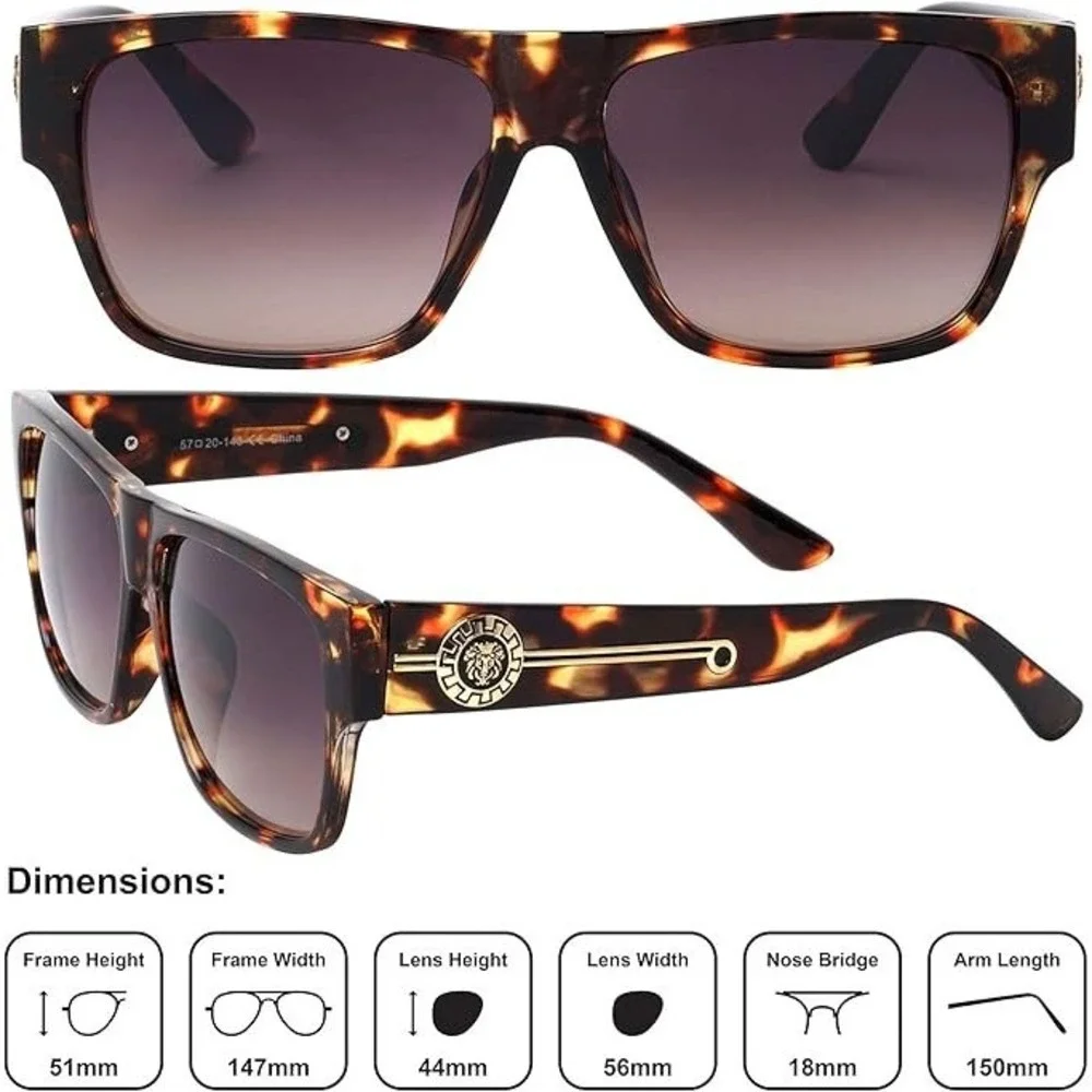Men Sunglasses Kleo Style Sleek Stylish Bold Flat Top Tortoise Classic Male 2026